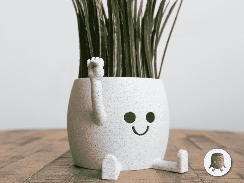 Happy-potte Knoke opp 3D-printet plantepotte i PLA-bioplast