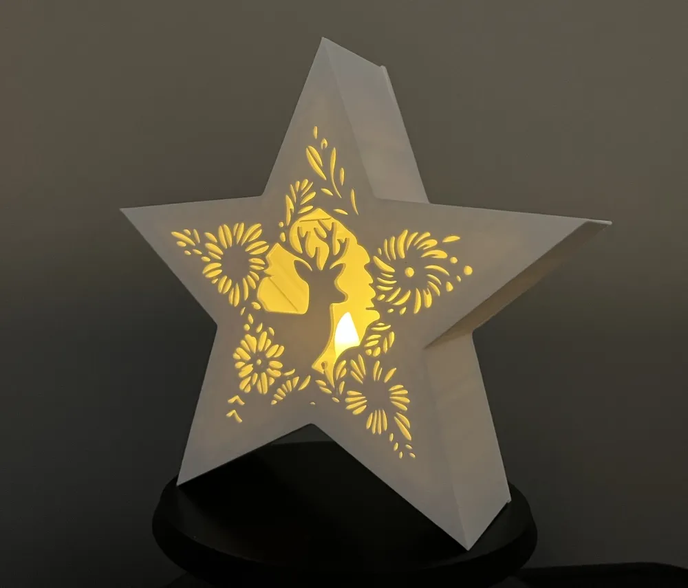 Julestjerne med reinsdyr  3D-printet telysholder