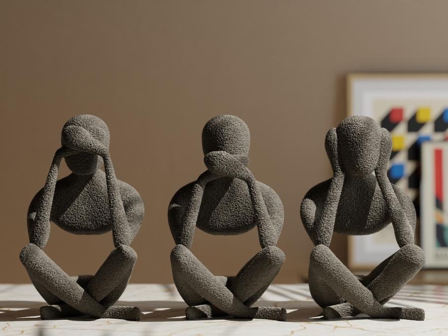 Nobody-no-evil-trio-3d-printede-figurer