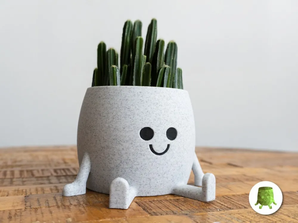 Sittende Happy-potte 3D-printet plantepotte til små planter